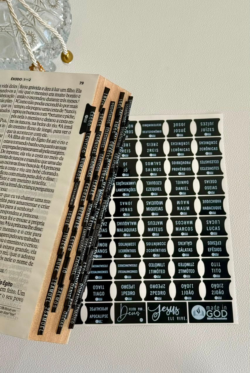 Cartela Divisórias - Abas para Índice Brilhosa Preta (Evangélica)