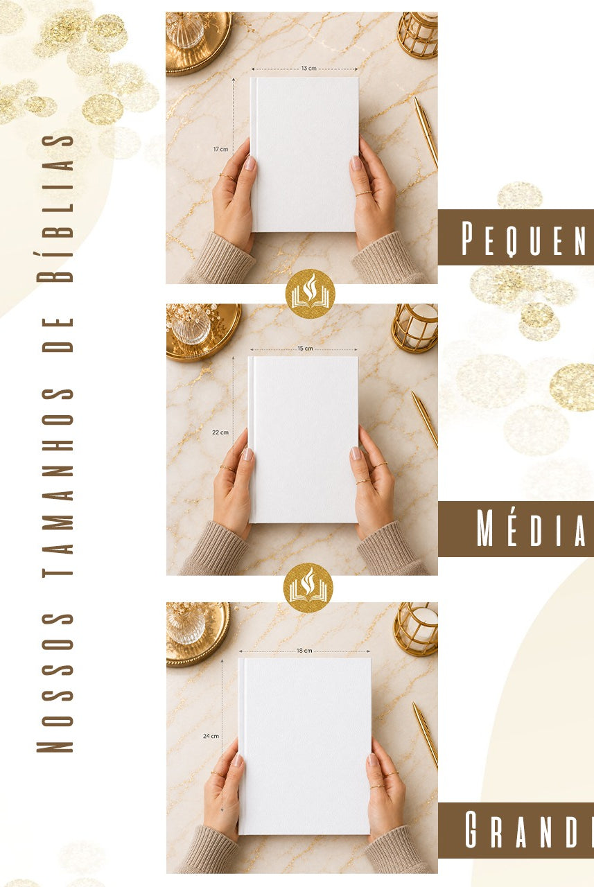 Combo Bíblia Courino Branco Leão Floral — foto 3
