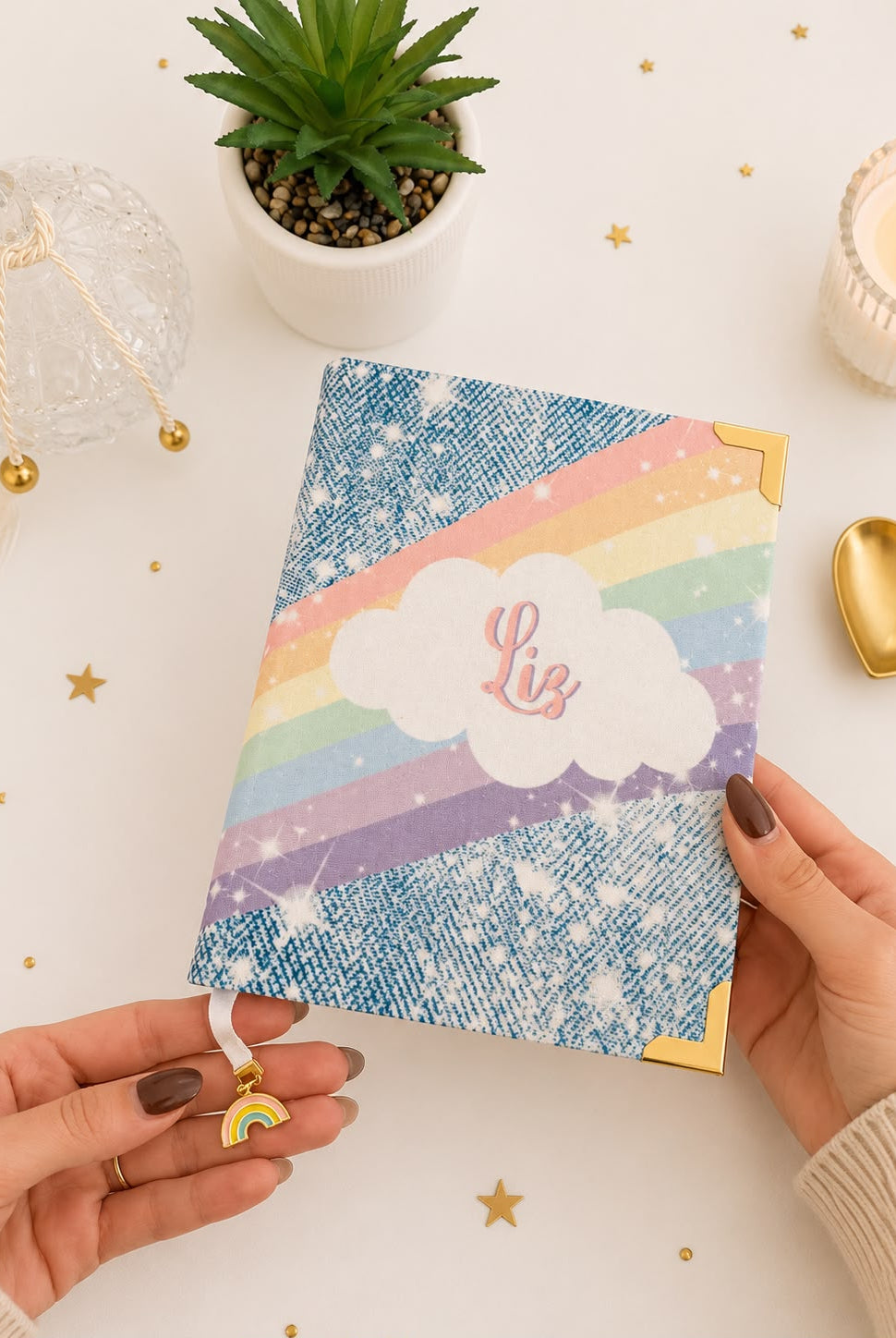 Bíblia Infantil Glitter Arco-Íris com Nome