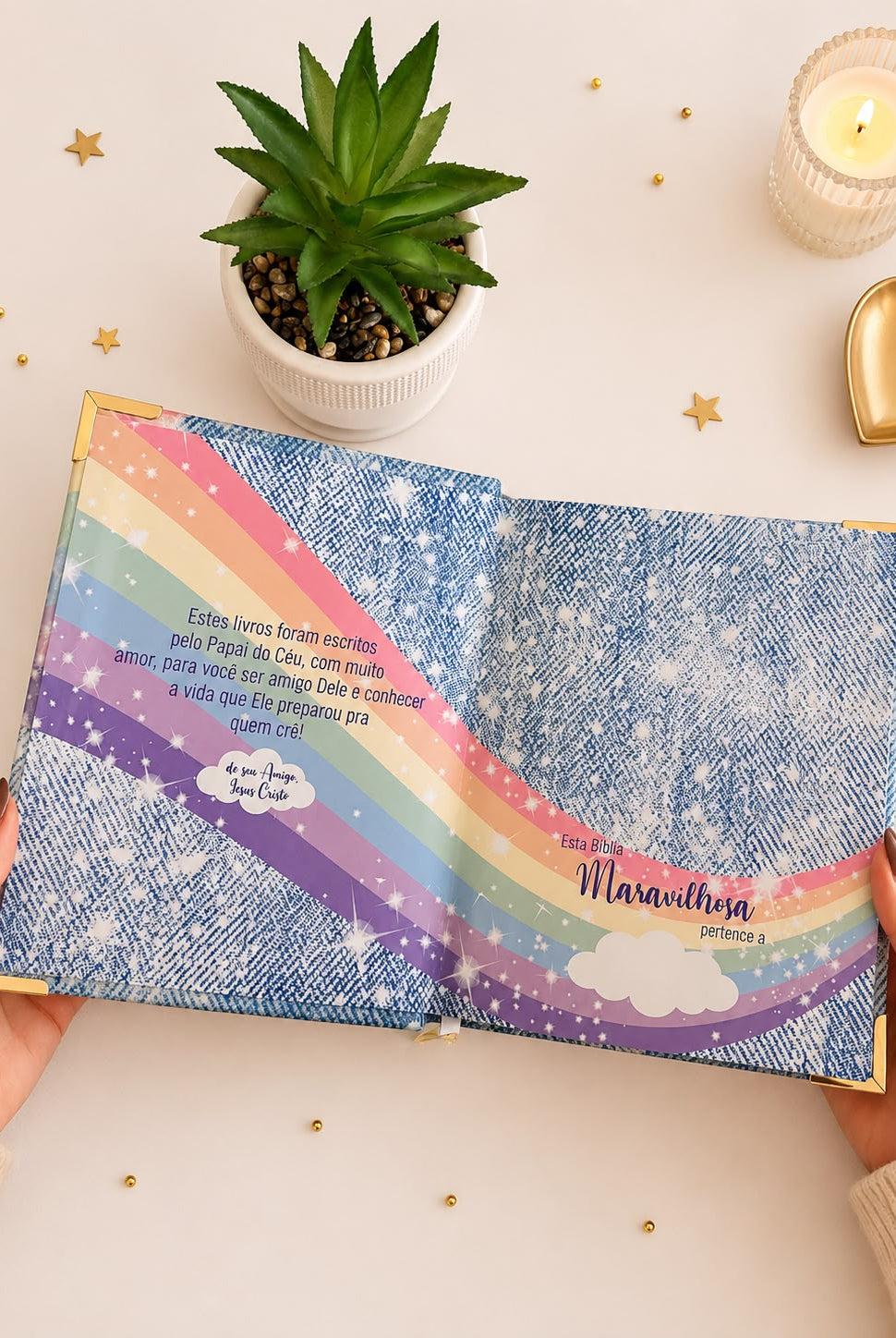 Bíblia Infantil Glitter Arco-Íris com Nome — foto 2