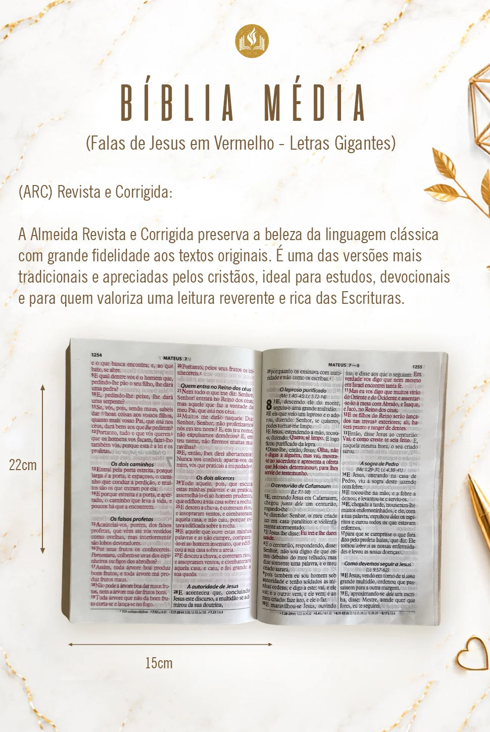 Bíblia Courino Croco Preto Josué 1:9 com nome ISAAC (Média ARC) — opção média, versão ARC