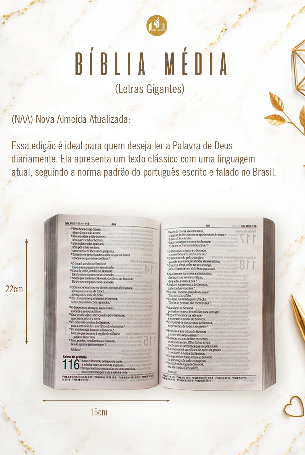 Bíblia Courino Leão Floral (Média NAA) — opção média, versão NAA