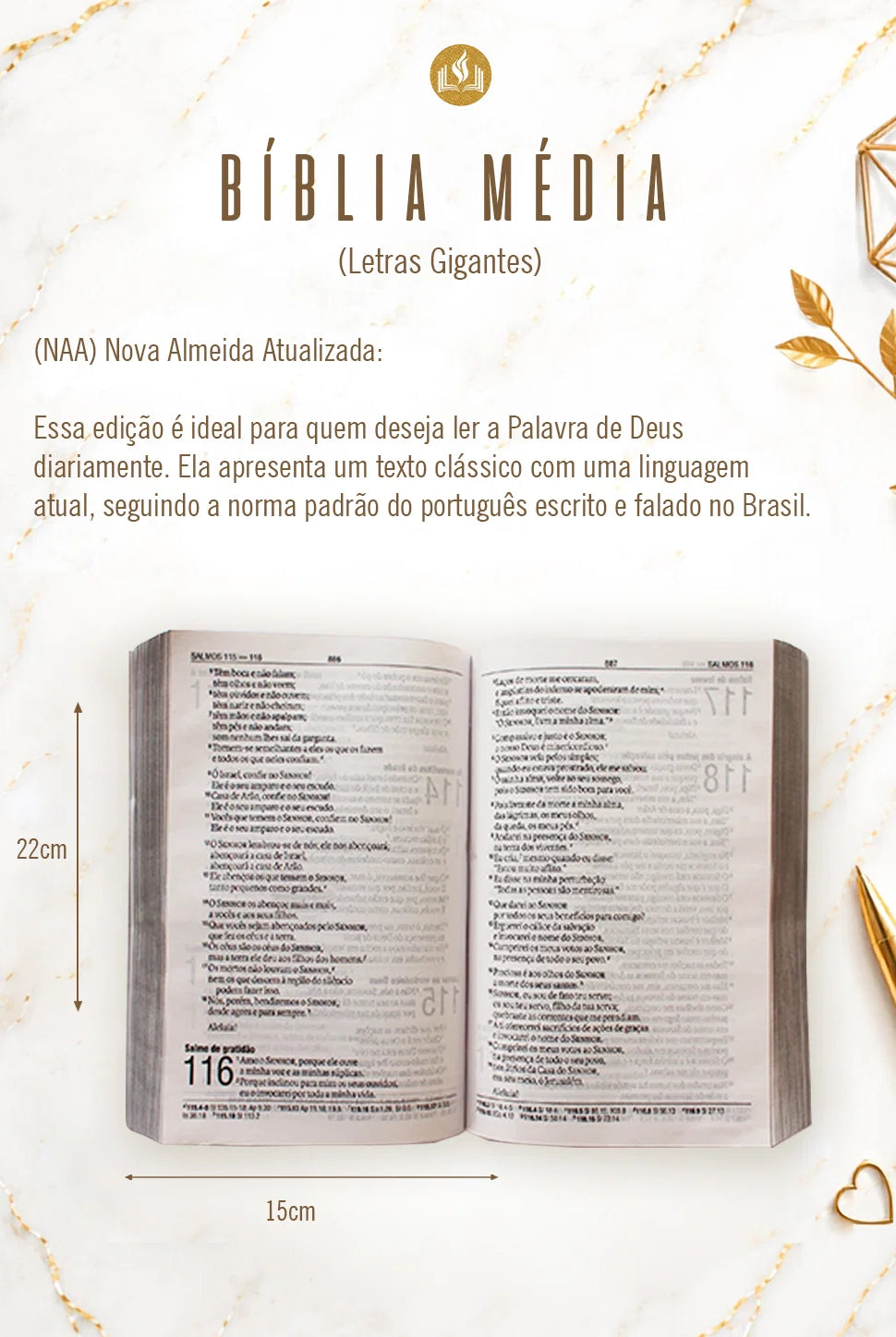 Bíblia Courino Croco Preto (Média NAA) — opção média, versão NAA