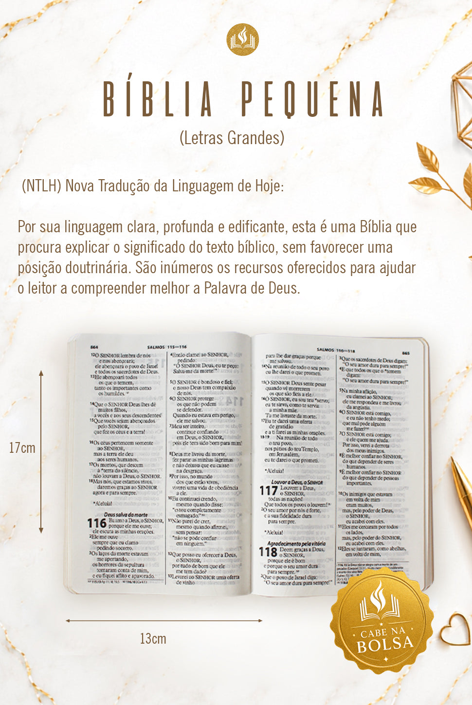 Bíblia em Linho Lavanda com Nome — opção tamanho pequeno