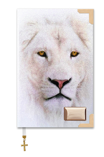 Bíblia Glitter Branco Leão Aslam