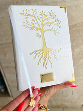 Kit Bíblia Árvore da Vida Courino Branco + Placa + Índice