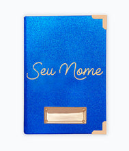 Bíblia Glitter Azul com Nome personalizado em Dourado