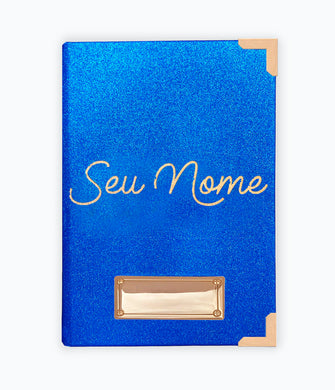 Bíblia Glitter Azul com Nome personalizado em Dourado