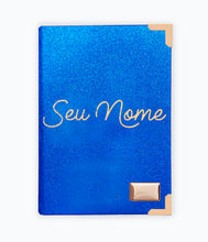 Bíblia Glitter Azul com Nome personalizado em Dourado