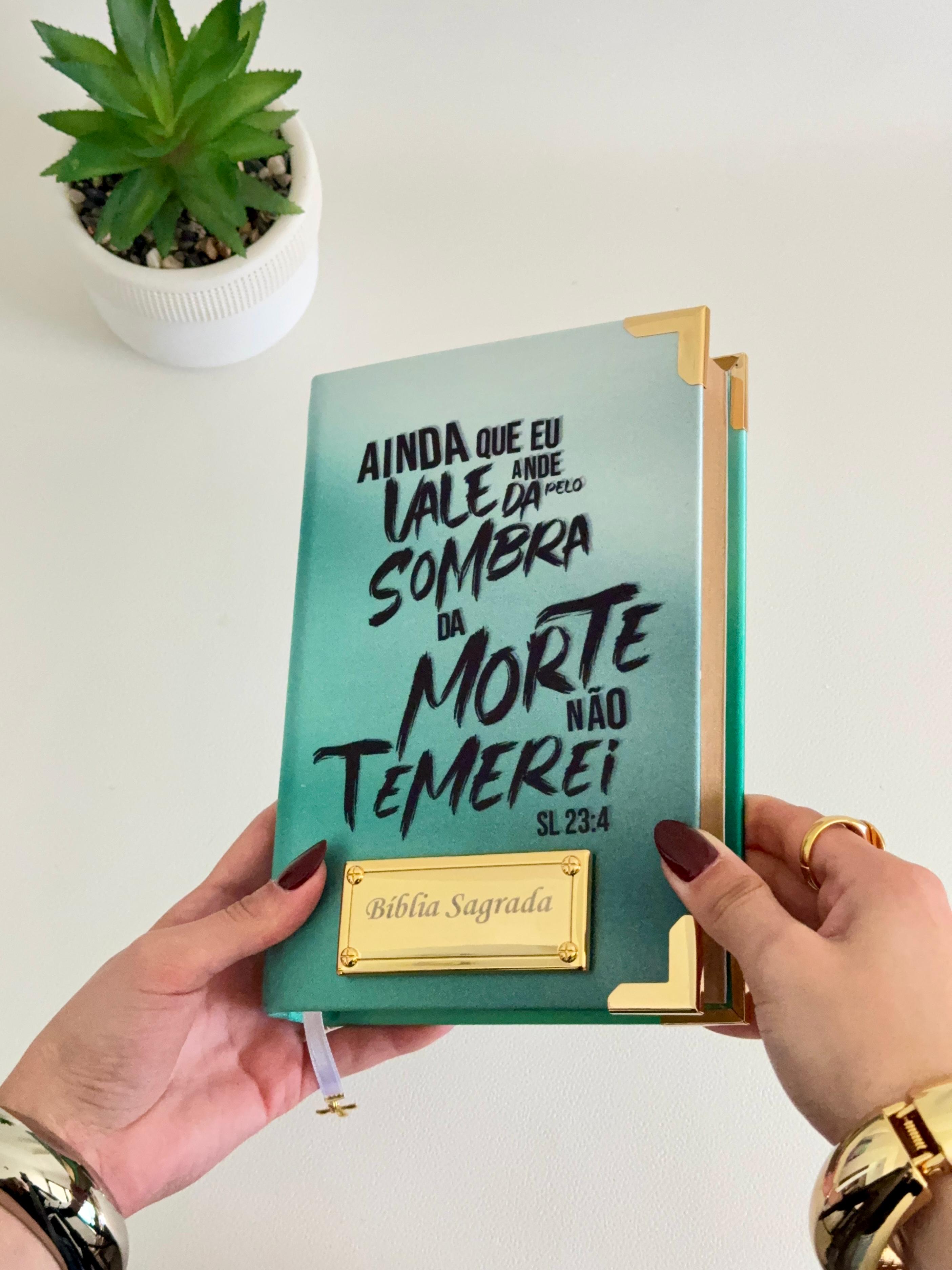 Bíblia Cetim Salmos 23:4 (Média NAA) + Placa Grande